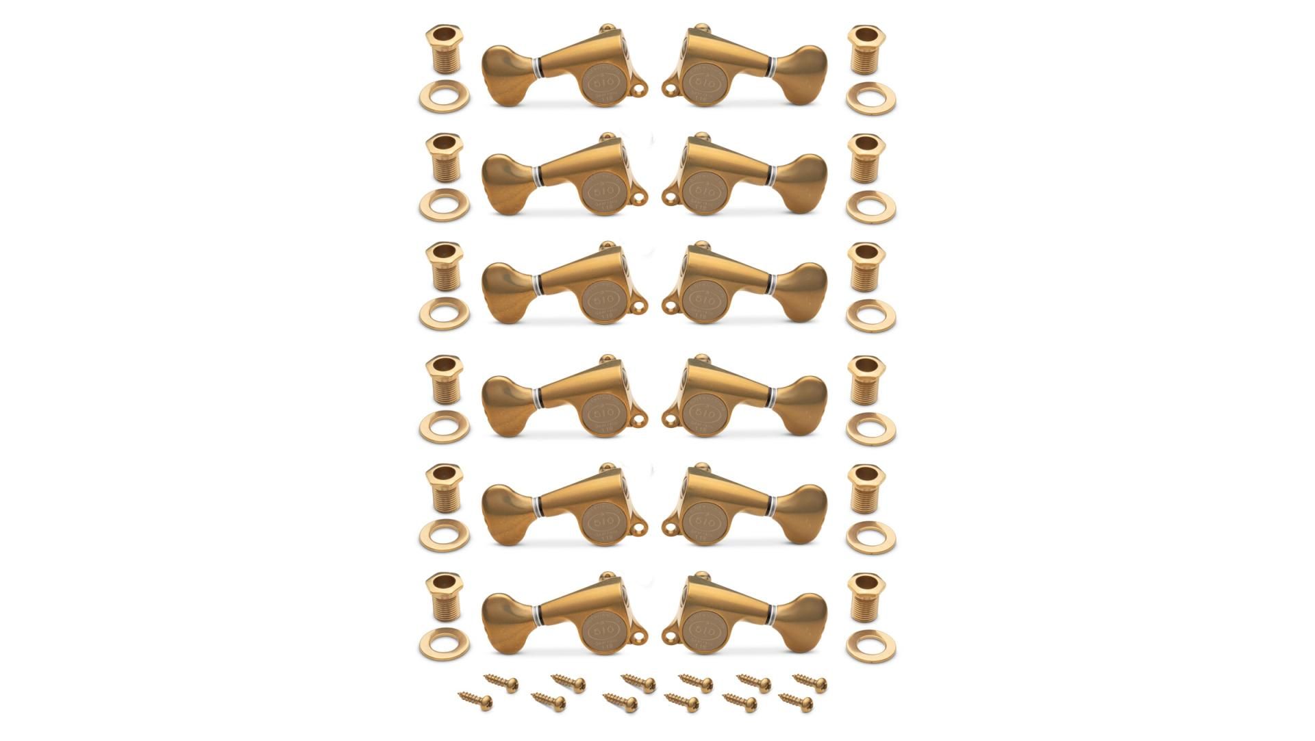 Taylor Gotoh 510 Series 6x6 Tuners, S5 Buttons, 18:1 Ratio, ANTIQUE GOLD