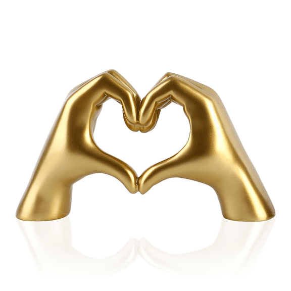 Taylor Heart Hands Sculpture Decor for Bedroom Living Room Table Merch, Aesthetic Modern Love Finger Heart Hands Statues, Boho Wedding Home Decor Accessories, Gifts for Women Anniversary (Gold)