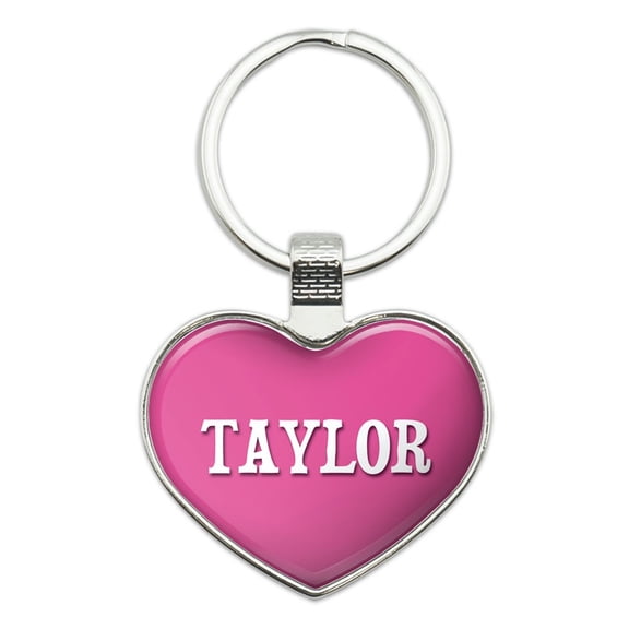 Taylor I Love Name Heart Metal Key Chain