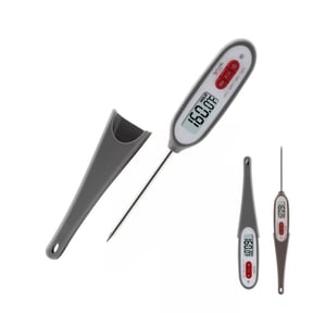 Taylor Instant-Read Digital Meat Thermometer Compact Pen Design with Waterproof Stainless Steel Probe, Large LCD Display, -40 to 450F Range for Grilling, BBQ, Baking & Kitchen Cooking (Grey)