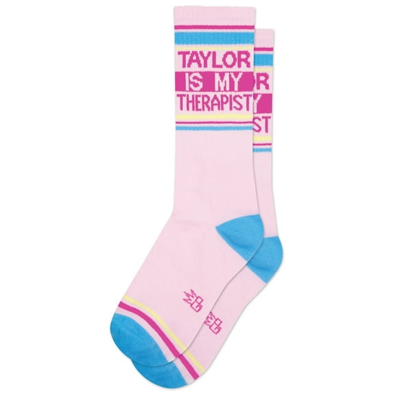 Taylor Is My Therapist, Gumball Poodle Novelty Gift Unisex Crew Socks for Men, Women and Teens ( Made in the USA )