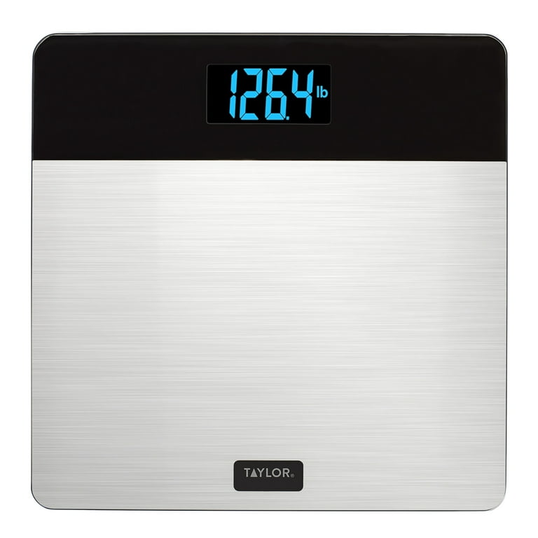 Taylor LCD Body Weight Scale Battery Powered Brushed Stainless Steel 400lb  Capacity 