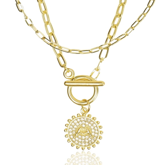 Taylor Layered Heart Hands Coin Necklace Pendant Handmade Gold Plated Dainty Gold Layered Necklaces for Women Jewelry Gifts