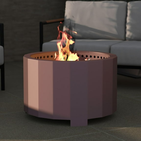 Taylor & Logan 27" Outdoor Smokeless Wood Burning Portable Fire Pit Brown