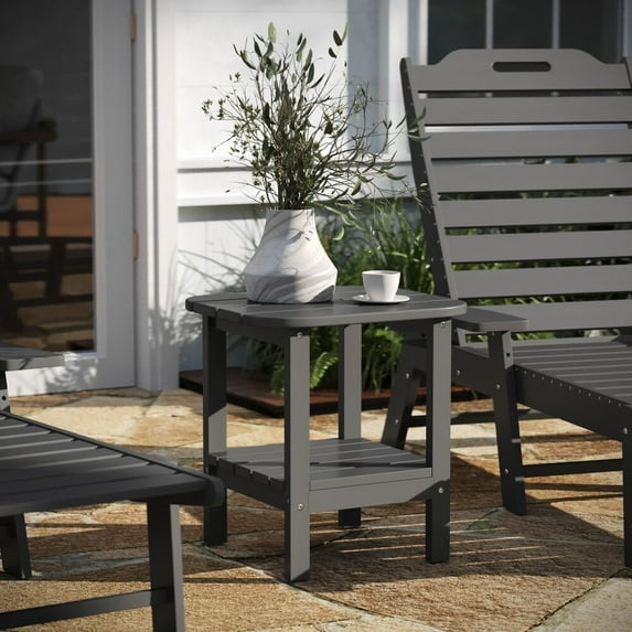 Taylor & Logan All-Weather Adirondack Style Patio Side Table Gray