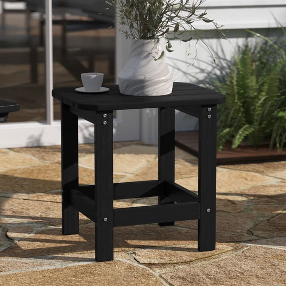 Taylor & Logan All-Weather Poly Resin Adirondack Side Table - Patio Table Black