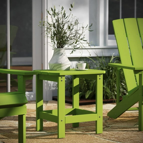 Taylor & Logan All-Weather Poly Resin Adirondack Side Table - Patio Table Lime