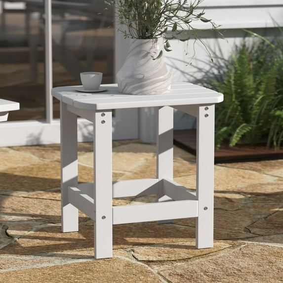 Taylor & Logan All-Weather Poly Resin Adirondack Side Table - Patio Table White