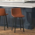 thumbnail image 1 of Taylor & Logan Set of 2 Armless Upholstered Metal Counter Stools Cognac Faux Leather/Black, 1 of 5
