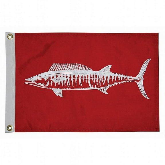 7" Red and White Unique Taylor Made 12x18 Wahoo Boat Flag
