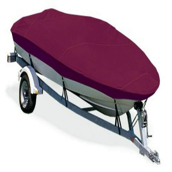 Taylor Made Products Trailerite Semi-Custom Boat Cover for V-Hull Fishing Boats with Outboard Motor (17'5" to 18'4" Center Line Length / 85" Beam, Cranberry Coated Poly)