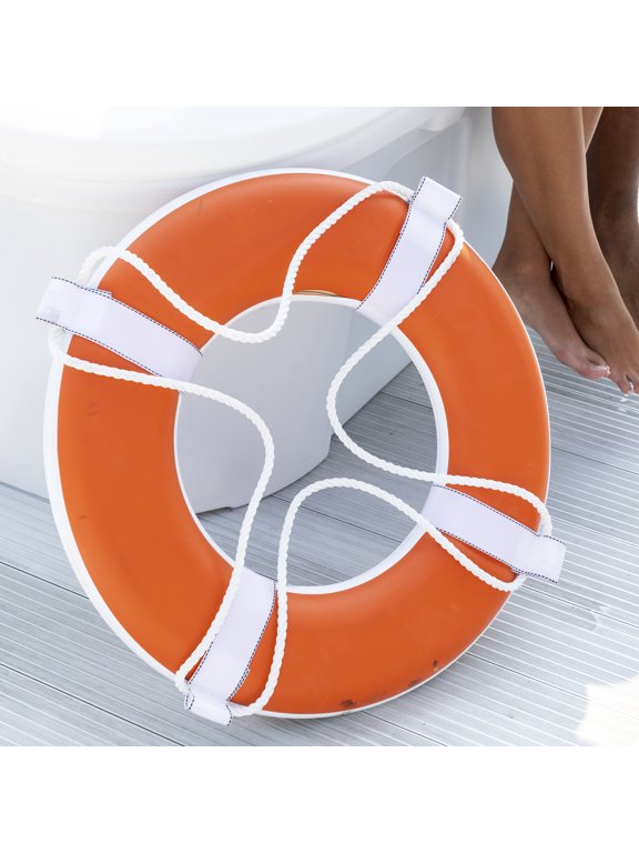 Vinyl Coated Foam Life Ring with White Grab Lines, Orange (20")