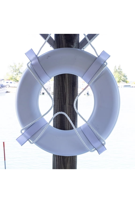 Vinyl Coated Foam Life Ring with White Grab Lines, White (20")