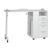 Taylor Manicure Table Nail Desk, Versatile Foldable Station, Adjustable Length with Storage Cabinet for Salon Home Studio, White