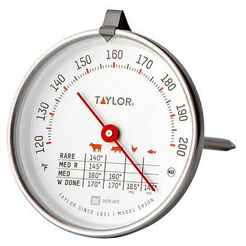 Taylor Meat Thermometer, Dial, Stainless Steel, 51/2In. 1 Pack