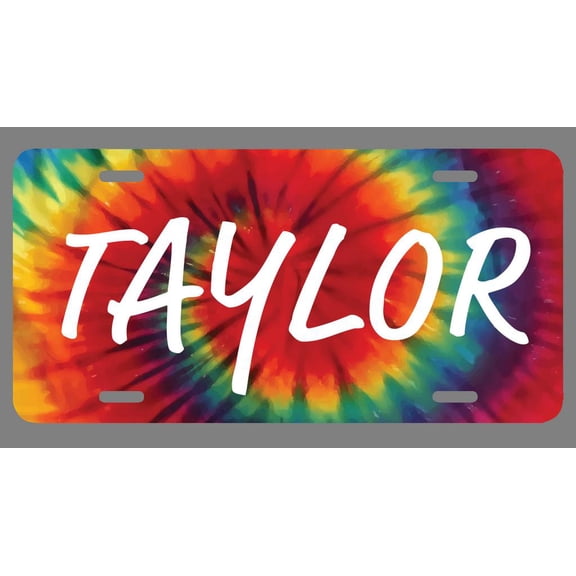 Taylor Name Tie Dye Style License Plate Tag Vanity Novelty Metal | UV Printed Metal | 6-Inches By 12-Inches | Car Truck RV Trailer Wall Shop Man Cave | NP1576