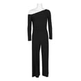 thumbnail image 1 of Taylor One-Shoulder Long Sleeve Zipper Back Solid Stretch Crepe Jumpsuit-BLACK / 6, 1 of 4