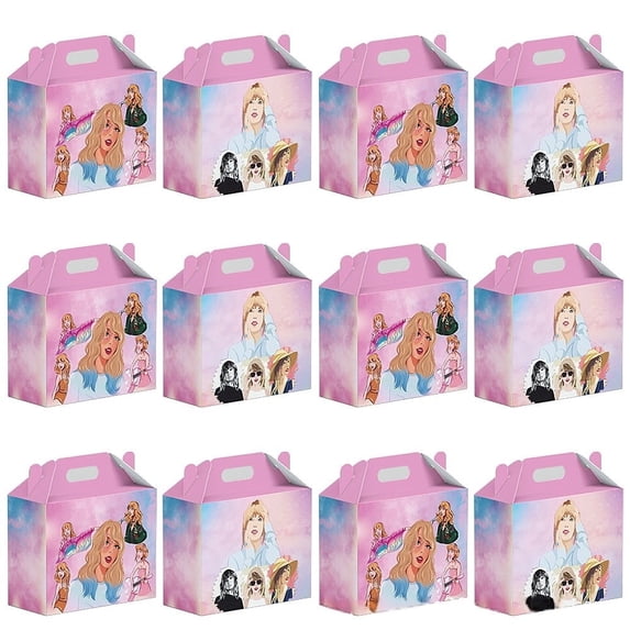 Anime Party Favor Boxes - 12 Pcs Party Favor Candy Boxes for Anime Theme Birthday Party Supplies Decor,Girls Kids Birthday Game Party Kraft Paper Gift Bag Decorations