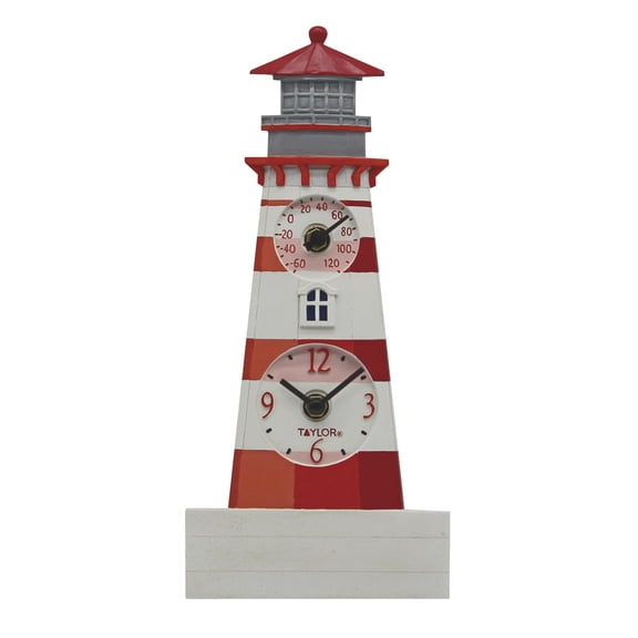 Taylor Precision Products 12-inch Lighthouse Clock with Thermometer