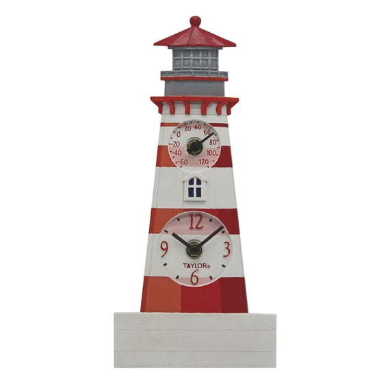 Taylor Precision Products 12-inch Lighthouse Clock with Thermometer