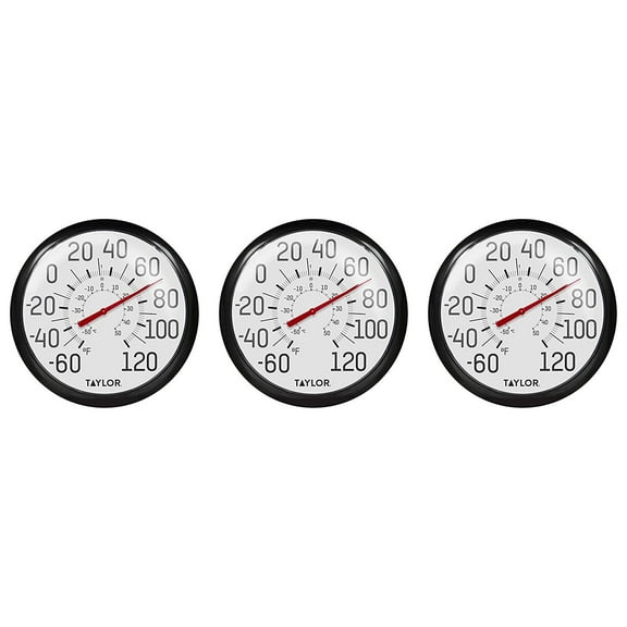 Taylor Ez Read Dial Thermometer 6700 - Easy-to-Read Display - 3 Pack, Black