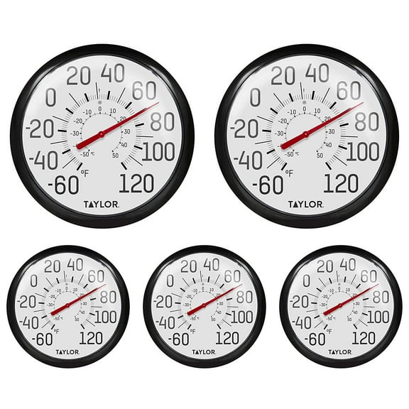 Taylor Precision Products 6700 Ez Read Dial Thermometer, Black 5 Pack