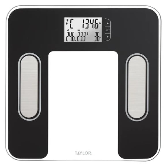 Taylor Precision Products Bluetooth Body Composition Scale with Precision Hub App, Black & Silver