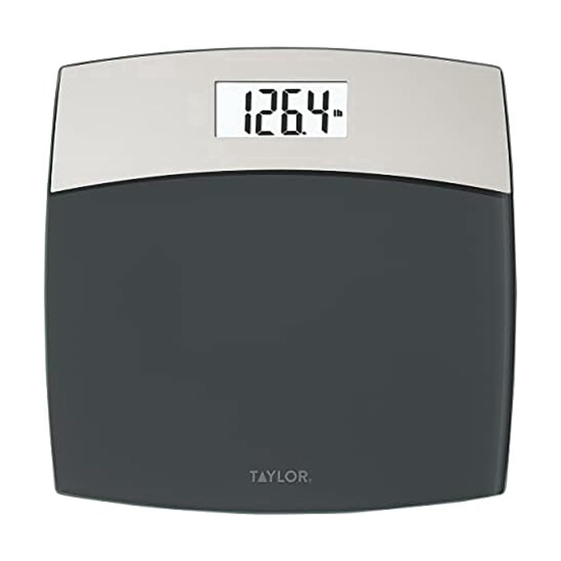 Taylor Precision Products Digital Bathroom Scale – 12.4" Tempered Glass Platform, 440 lb Capacity Body Weight Monitor with White Backlit Display & Precision Sensors for Accurate Readings (Grey)