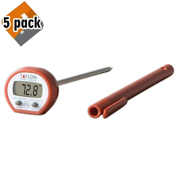 Taylor Precision Products Digital Instant Read Pocket Thermometer - Food Thermometer - 5 Pack