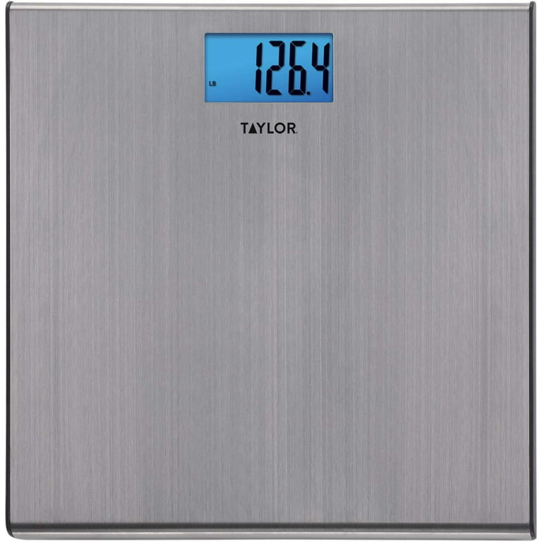 Taylor Precision Products Digital Scales for Body Weight, Extra Highly  Accurate 440 LB Capacity, Thin Profile, Unique Blue LCD, Stainless Steel  Glass Platform, 12.2 x 12.2 Inches, Stainless Steel 