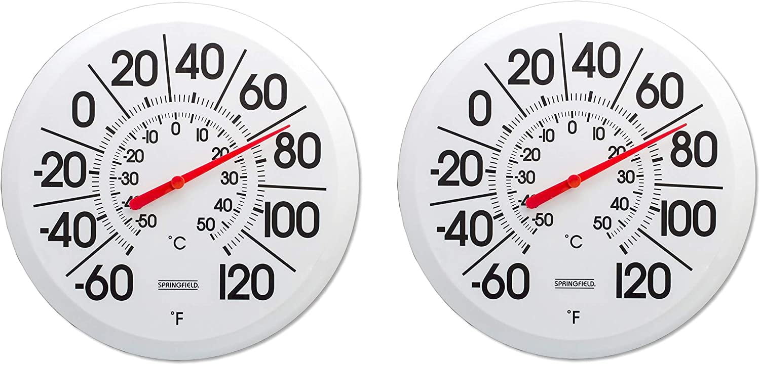 2-pack Taylor Precision Products Springfield Big and Bold Low Profile Patio Thermometer 13.25-Inch, 2 Pack — Heavy-Duty Construction, Professional Use