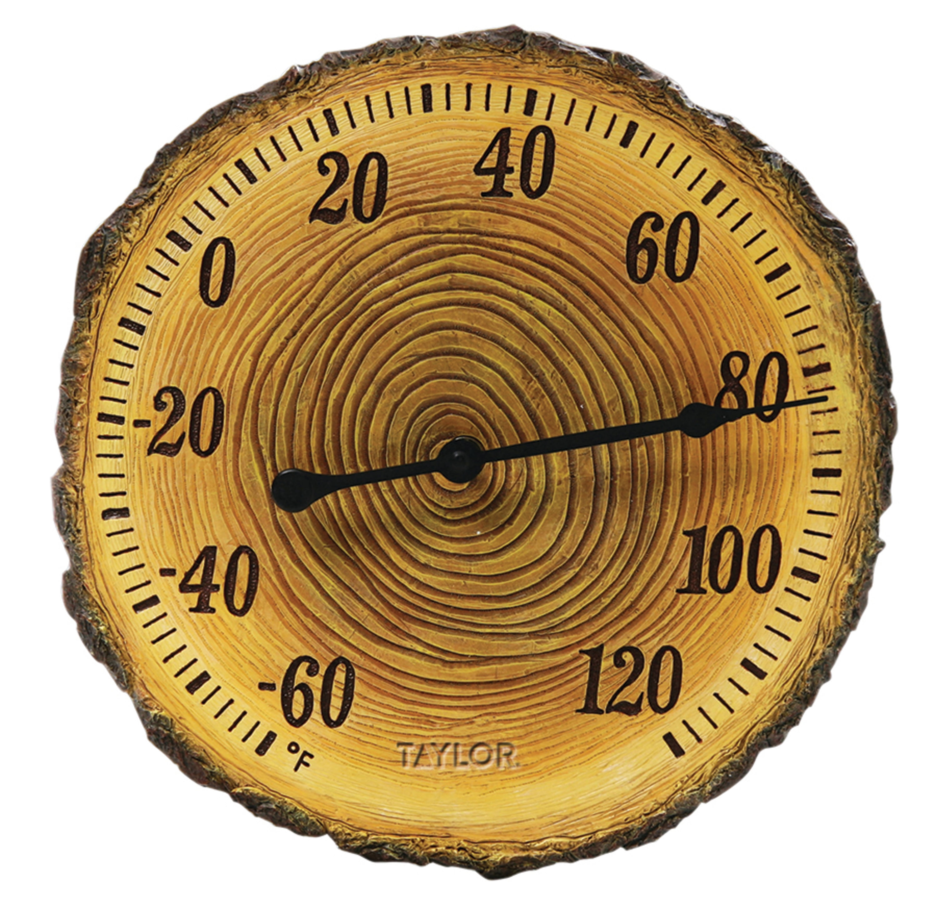 Taylor Precision Products Weather Thermometer, UV and Fade Resistant Handpainted Tree Trunk Design