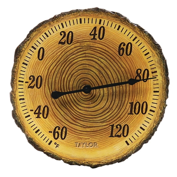 Taylor Precision Products Weather Thermometer, UV and Fade Resistant Handpainted Tree Trunk Design