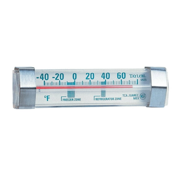 Taylor Refrigerator Freezer Thermometer - Analog, Energy Efficient - Silver