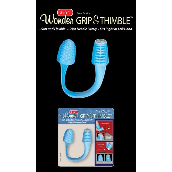 Taylor Seville 2-In-1 Wonder Grip & Thimble-White & Blue