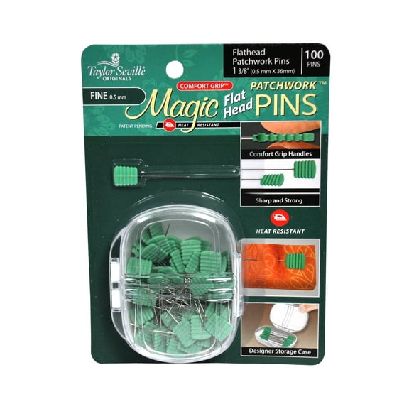 Taylor Seville Magic Flathead Patchwork Pins Fine 100pc