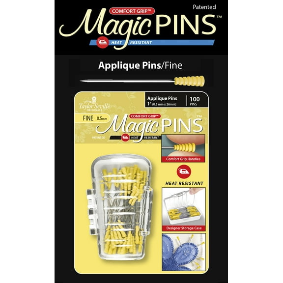 Taylor Seville Magic Pins - Applique Fine-Yellow 100/Pkg