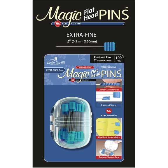 Taylor Seville Magic Pins - Flat Head Extra Fine-Blue 100/Pkg