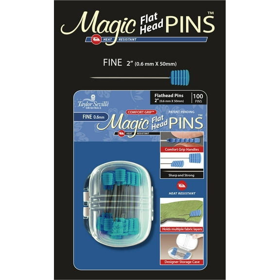 Taylor Seville Magic Pins - Flat Head Fine-Blue 100/Pkg