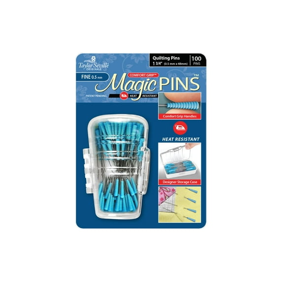 Taylor Seville Magic Pins - Quilting Fine-Blue 100/Pkg