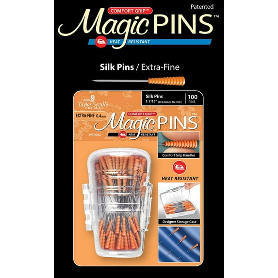Taylor Seville Magic Pins - Silk Extra Fine-Orange 100/Pkg