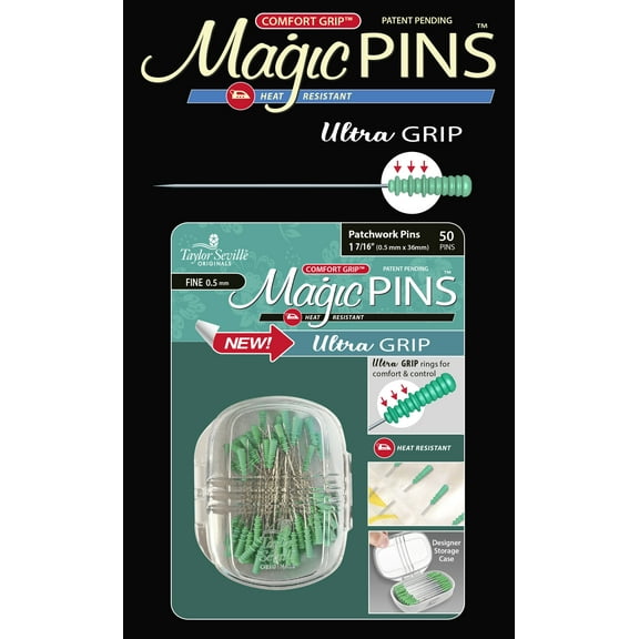 Taylor Seville Magic Pins - Ultra Grip Patchwork Fine-Green 50/Pkg
