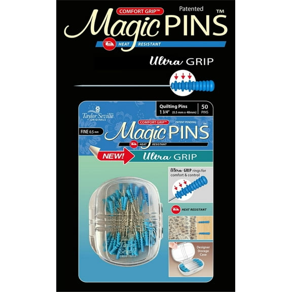 Taylor Seville Magic Pins - Ultra Grip Quilting Fine-Blue 50/Pkg