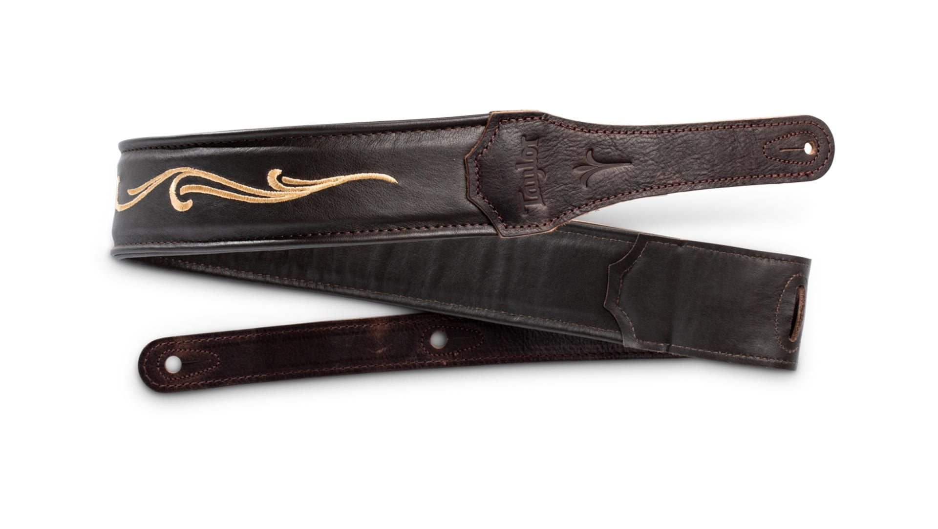 Taylor Spring Vine Strap Koa Series - Chocolate Brown Leather Guitar Strap 2.5" (4124-25)