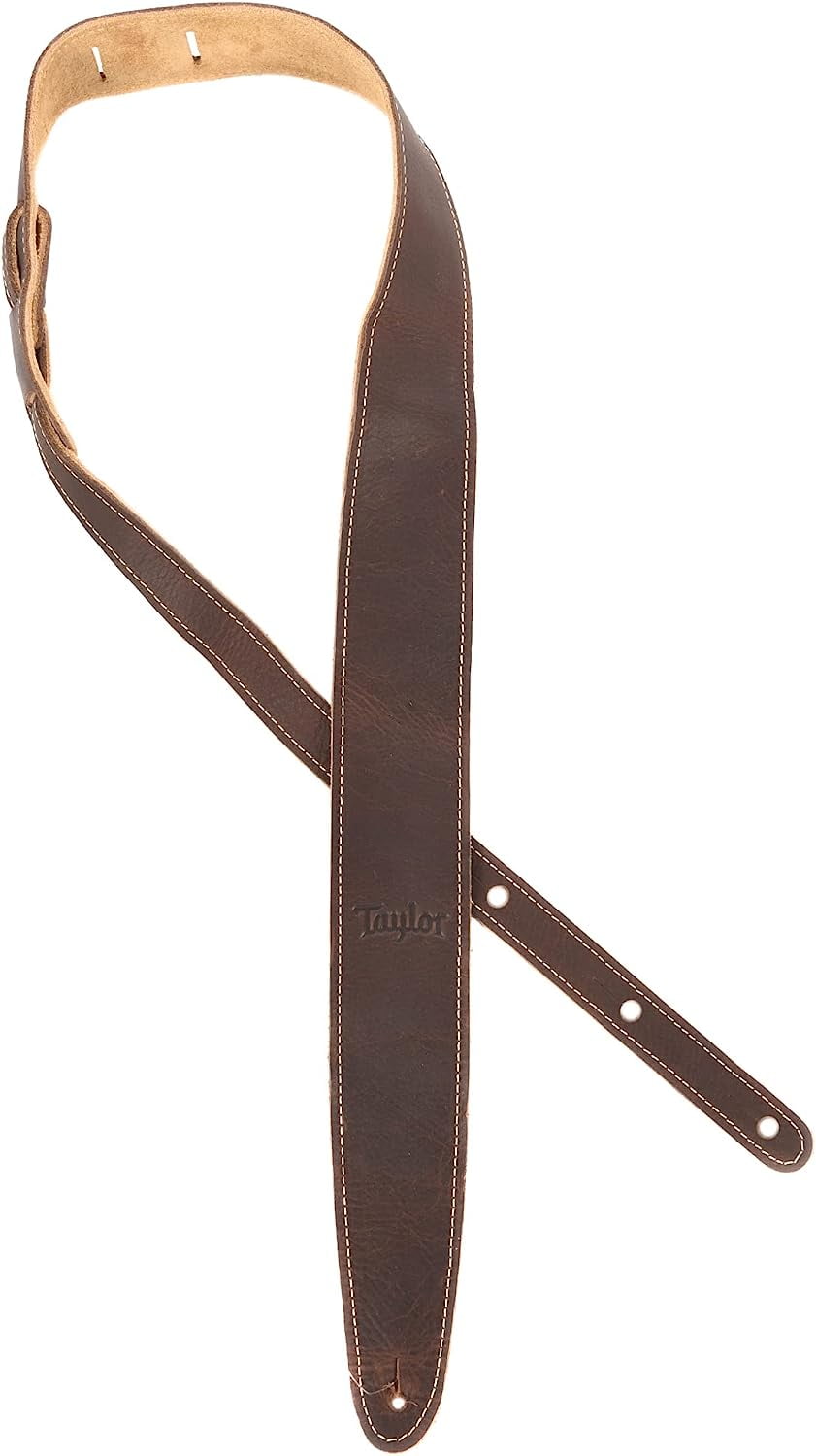 Taylor 2.5" Leather Guitar Strap - Suede Back, Chocolate Brown