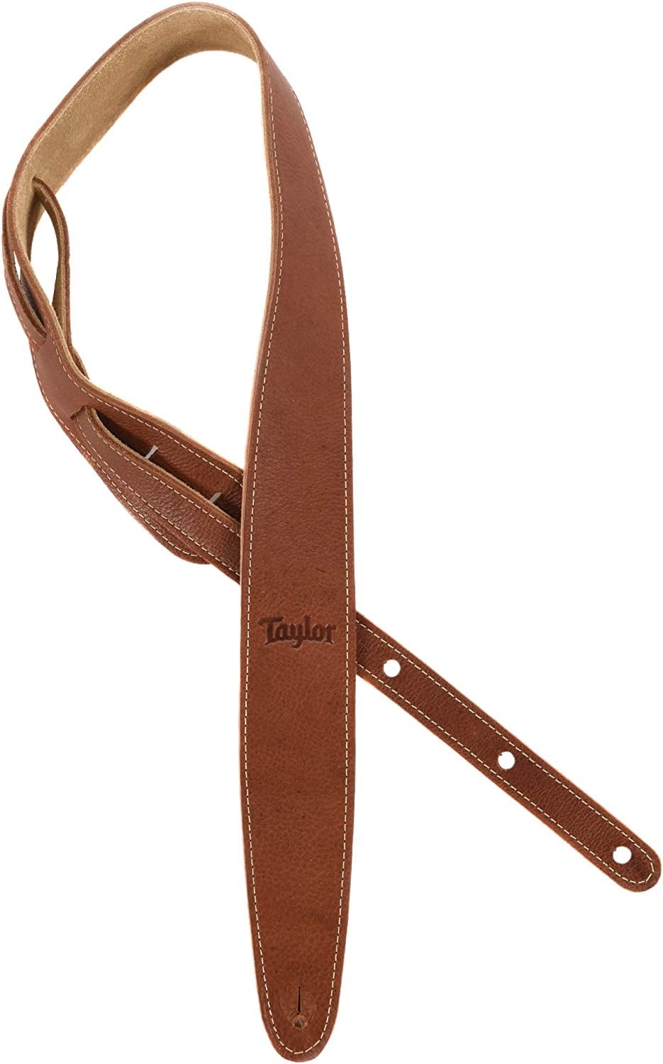 Taylor 2.5" Leather Guitar Strap - Suede Back, Medium Brown