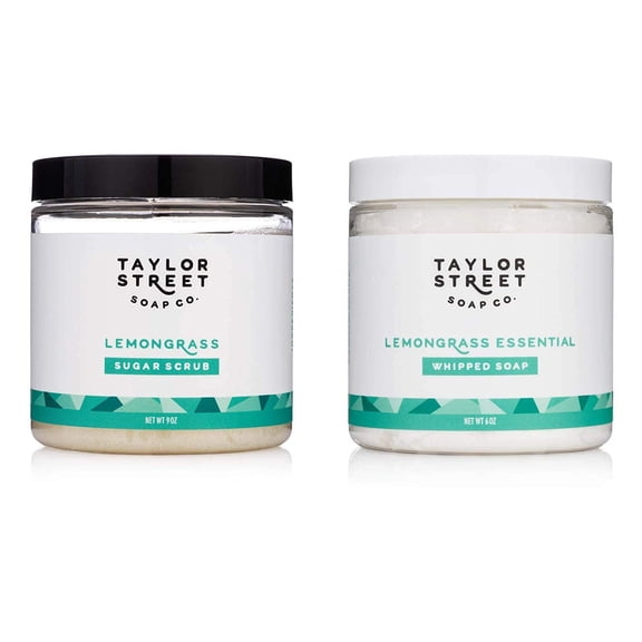 Taylor Street Soap Co. Whipped Soap & Emulsified Sugar Scrubs 2 Set Gift Bundle Lemongrass Essential