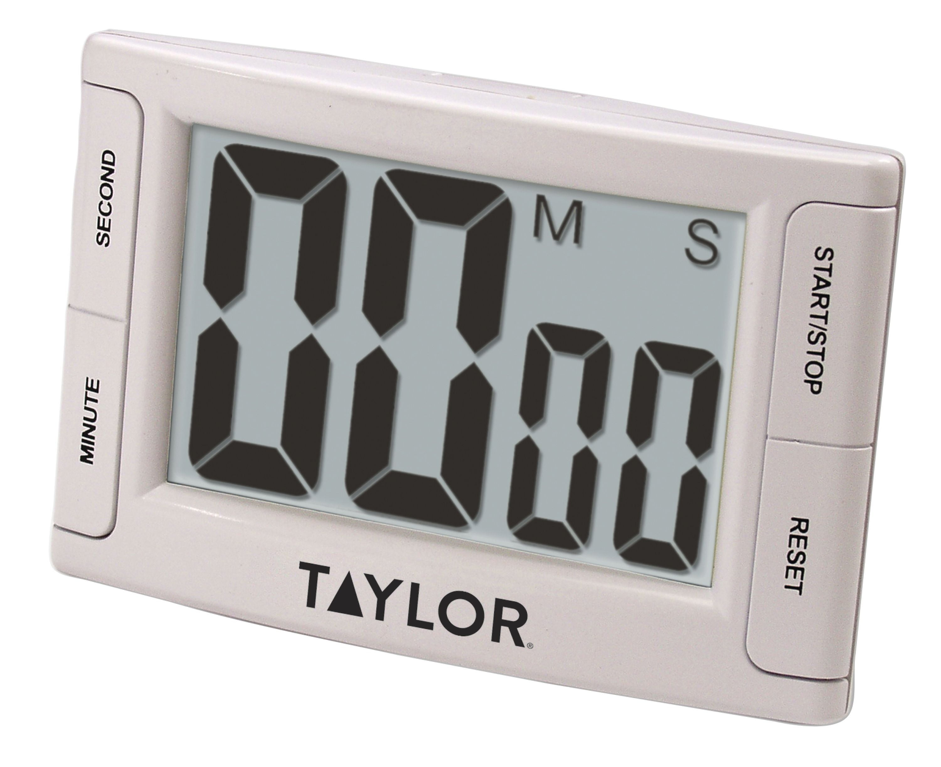 Taylor - Ultra Thin Digital Kitchen Timer w/ Clock - Silver S846-21