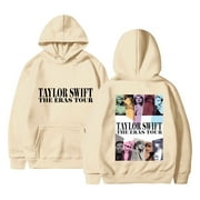 TRENDYHUB Taylor Swift 1989 The Eras Tour Hoodies Tops for Swiftie Fan women's Fashion Casual Long Sleeved Round Neck Letter Printing Loose Plush Pullover with Rope Hoodie