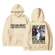 TRENDYHUB Taylor Swift 1989 The Eras Tour Hoodies Tops for Swiftie Fan women's Fashion Casual Long Sleeved Round Neck Letter Printing Loose Plush Pullover with Rope Hoodie